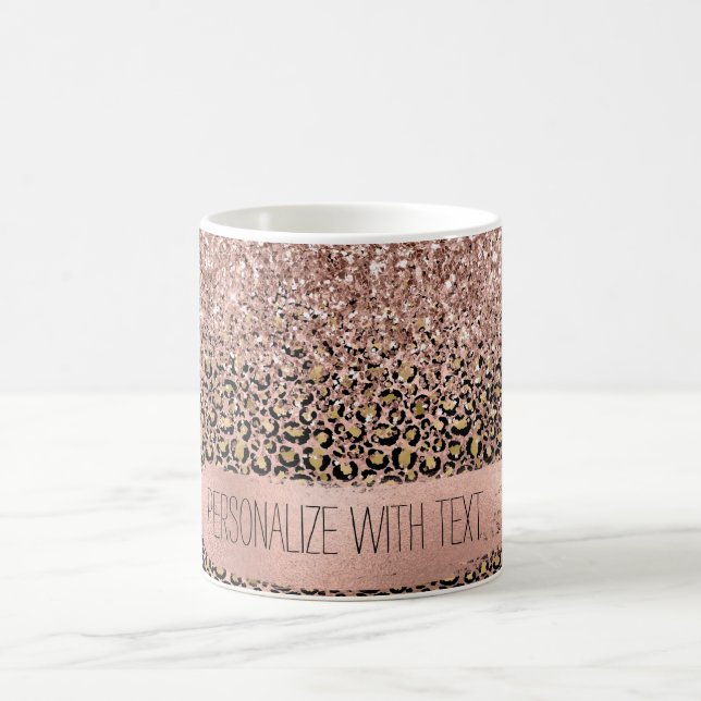 Caneca De Café Minigráfico de Impressão Leopardo Dourado Rosa (Centro)