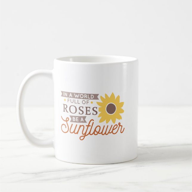 Caneca De Café Mínima Positividade à Luz do Sol Citação de Girass (Esquerda)
