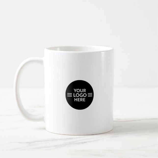 Caneca De Café Minimal Black Circle Logo Placeholder | Modern Cus (Esquerda)