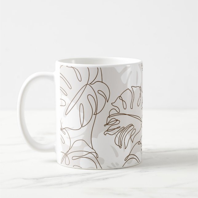 Caneca De Café Minimal botanical art seamless pattern. Tropical m (Esquerda)