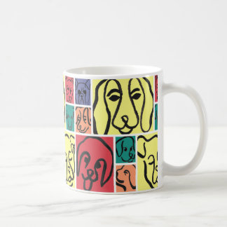 Caneca De Café Minimal Dogs Line Art Collage