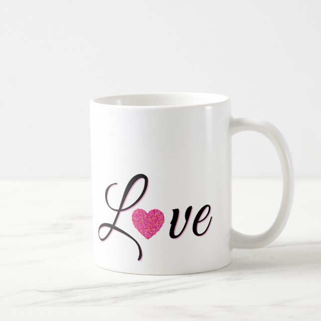 Caneca De Café Minimal Dotted Heart Design (Direita)