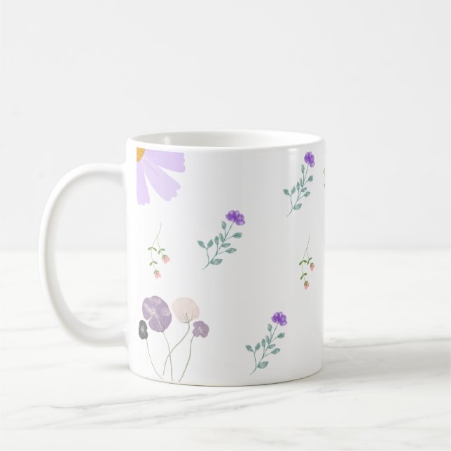 Caneca De Café Minimal Floral Coffee White Mug  (Esquerda)