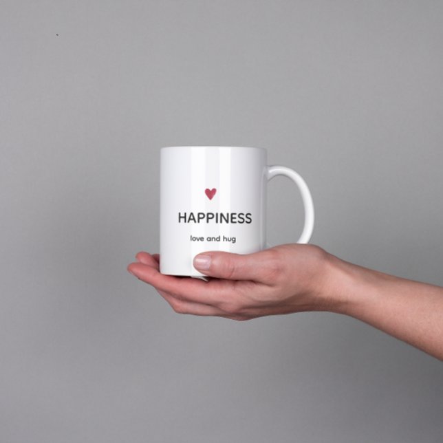 Caneca De Café Minimal Happiness Coffee Mug (Criador carregado)