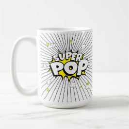 Caneca De Café Minimal SUPER POP! Comic Book Pop Art Popcorn Pun