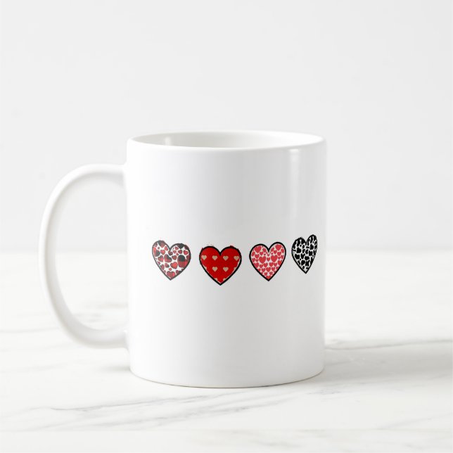 Caneca De Café minimal valentine hearts / “cute love pattern” (Esquerda)