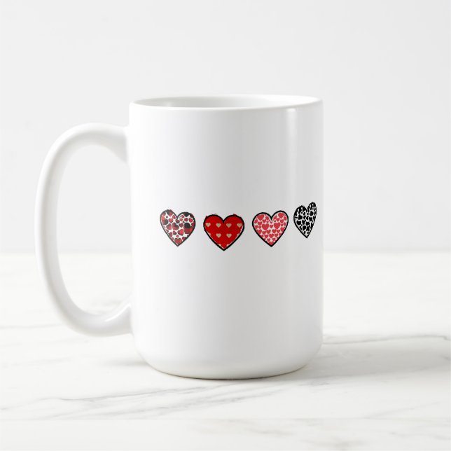 Caneca De Café minimal valentine hearts / “cute love pattern” (Esquerda)