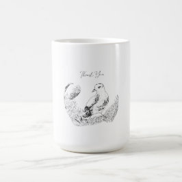 Caneca De Café Minimal Vintage Garden – Mono Floral & Bird Thanks