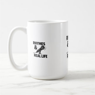 Caneca De Café Minimalist Black & White “RHYPES & REAL LIFE” Micr