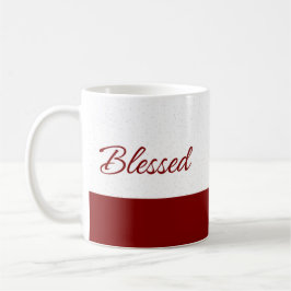 Caneca De Café Minimalist Blessed Burgundy Script Art