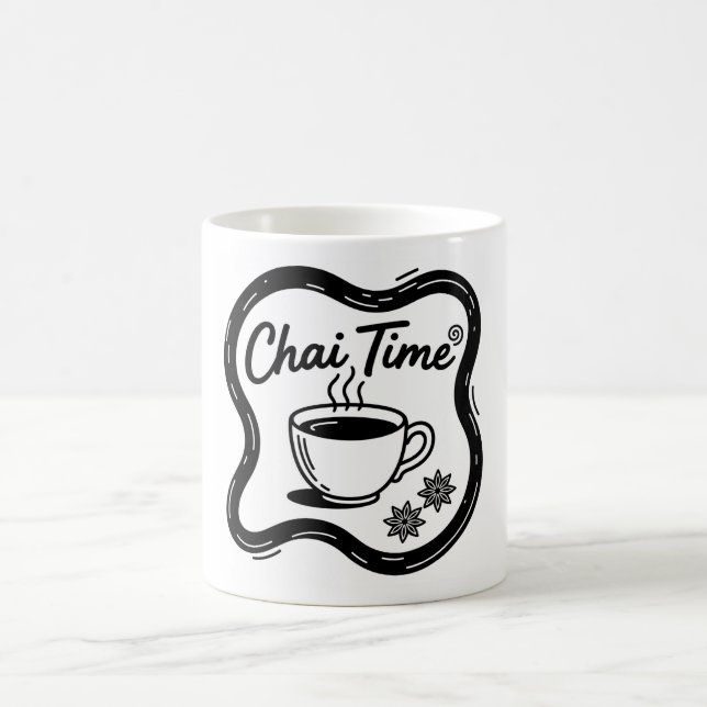 Caneca De Café Minimalist Chai Time Typography Art (Centro)