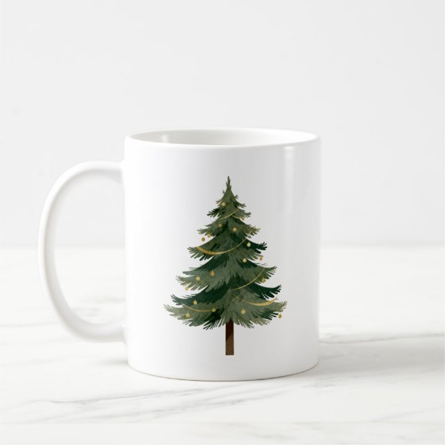 Caneca De Café Minimalist Christmas Tree Design (Esquerda)