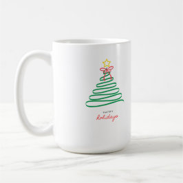 Caneca De Café 🎄 Minimalist Christmas Tree Holiday Mug