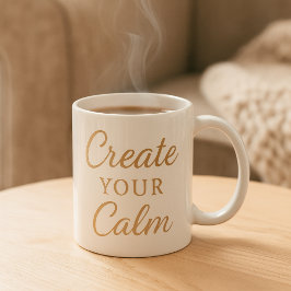 Caneca De Café Minimalist Cozy Quote Mug – “Create Your Calm” 