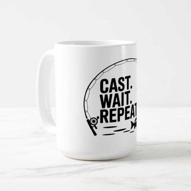 Caneca De Café Minimalist Fishing T-Shirt -Simple Outdoor Style (Frente Esquerda)