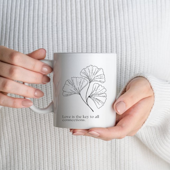Caneca De Café Minimalist Floral | Inspirational Heartfelt Quote (Criador carregado)
