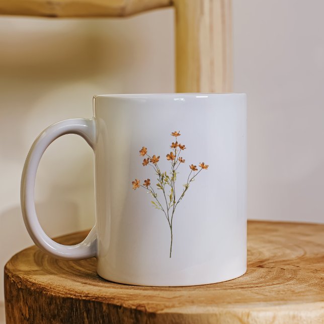 Caneca De Café Minimalist Floral Nature Inspired Simple White  (Criador carregado)