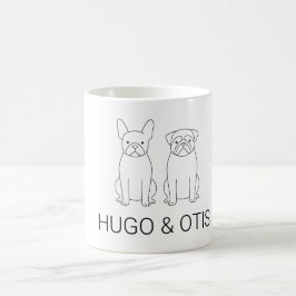 Caneca De Café Minimalist French Bulldog & Pug Custom Name