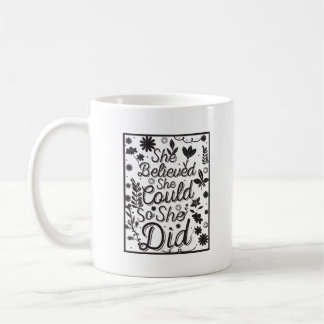Caneca De Café Minimalist Inspiring She Believed She Could Letter