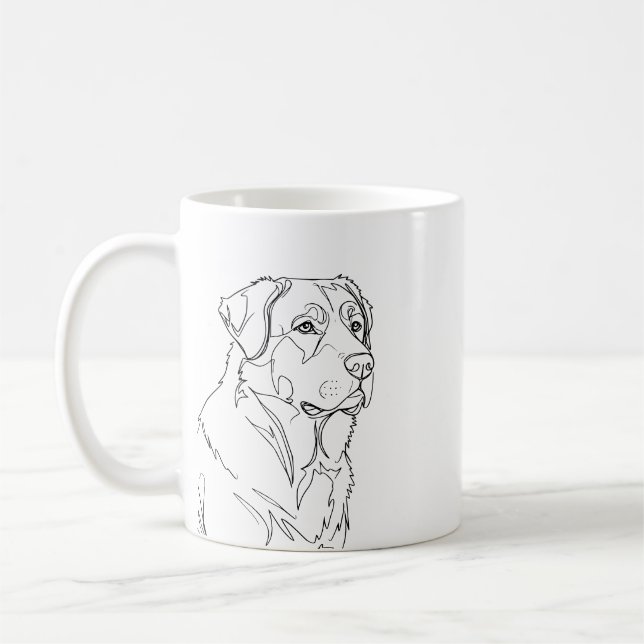 Caneca De Café Minimalist Modern Dog Line Art Drawing (Esquerda)