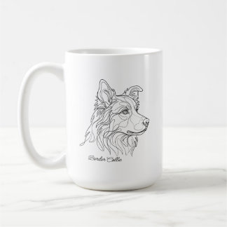 Caneca De Café Minimalist Monochrome Border Collie Line Art