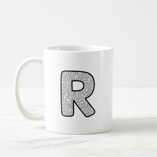 Caneca De Café Minimalist Monochrome Letter R Art Mug (Esquerda)