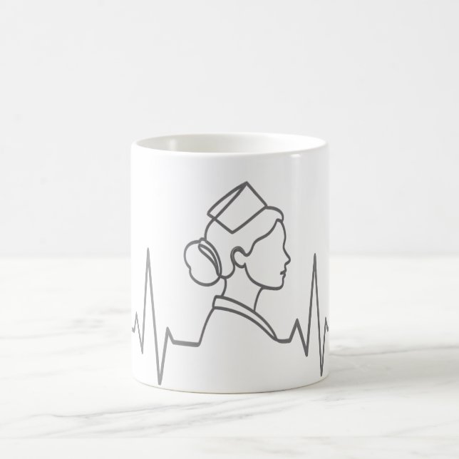 Caneca De Café Minimalist Nurse Line Art Mug (Centro)