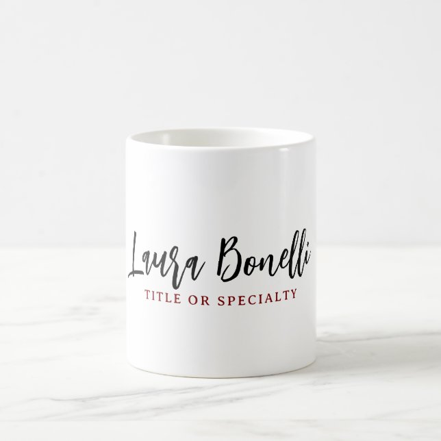 Caneca De Café Minimalist Professional Handwrite Plain Name Title (Centro)