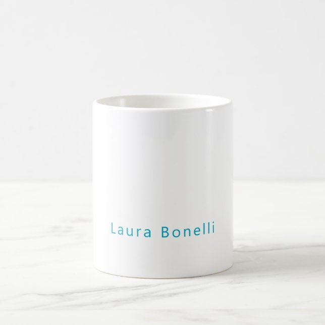Caneca De Café Minimalist Professional Modern Name Azure Blue (Centro)