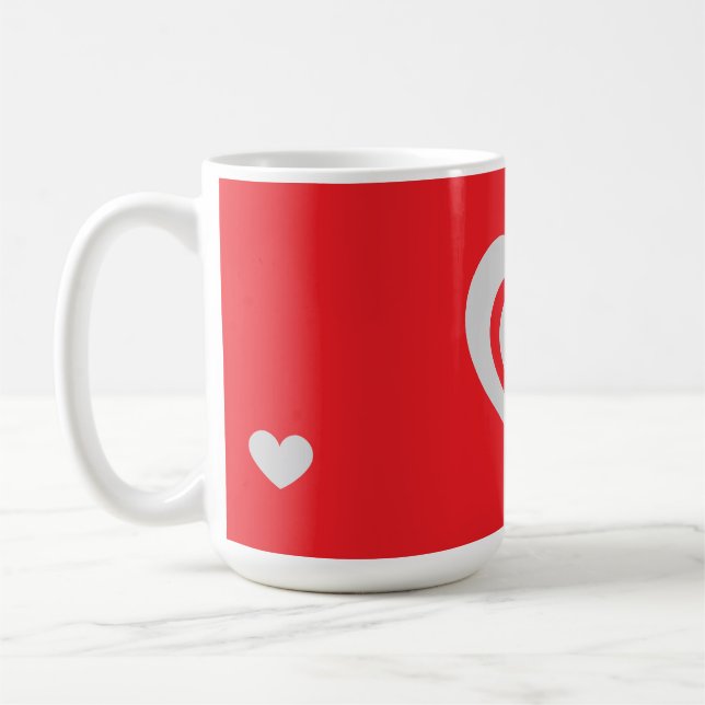 Caneca De Café Minimalist Red Mug with Heart Pattern (Esquerda)