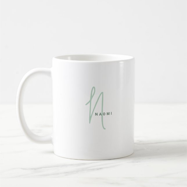 Caneca De Café Minimalist Script | Custom Monogram and Name (Esquerda)