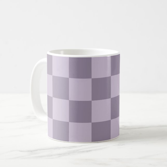 Caneca De Café Minimalist Soft Lavender Checkerboard Pattern  (Frente Esquerda)