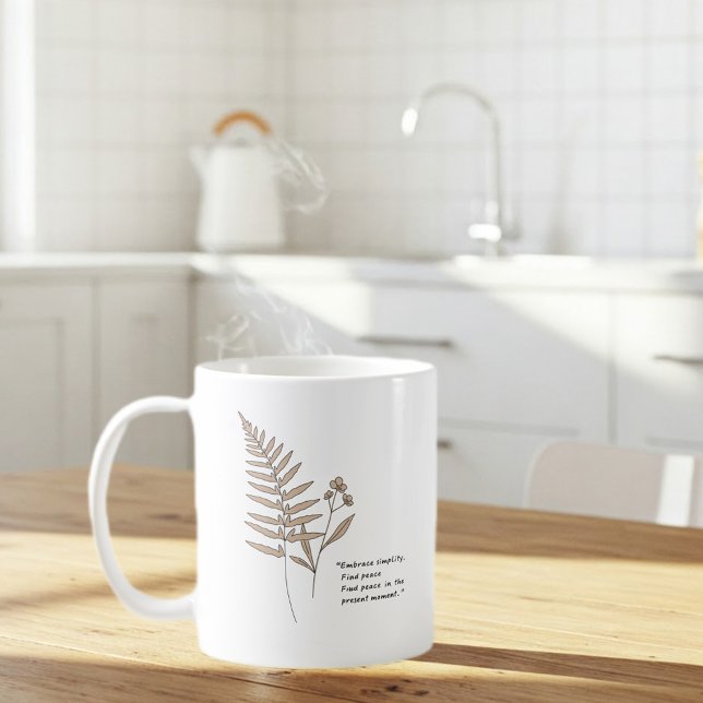 Caneca De Café Minimalist White mug with Peace Quote – Elegant  (Criador carregado)
