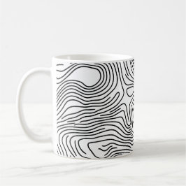 Caneca De Café Minimalist White Topographic Line Art 🌍