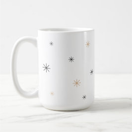 Caneca De Café Minimalista Chic Floco de Neve Preto + Dourado Per