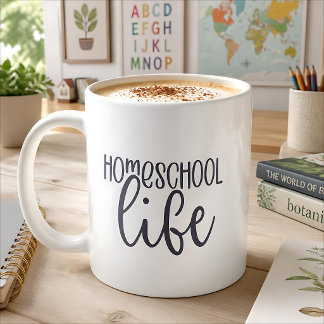 Caneca De Café Minimalista da Caligrafia da Vida Escolar em Casa