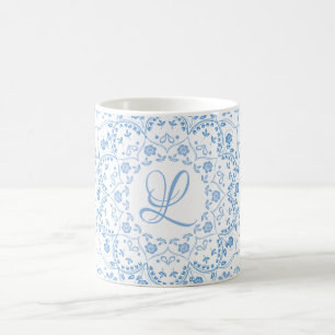 Caneca De Café Minimalista do Círculo Simples de Mandala Azul Flo