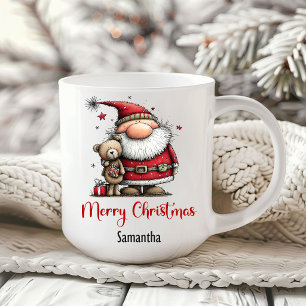 Caneca de Café Minimalista do Papai Noel Divertido