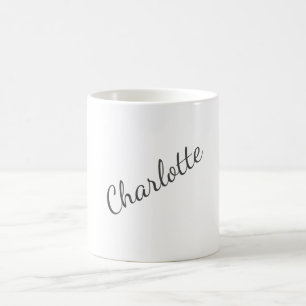 Caneca De Café Minimalista Elegante Clássico Nome Profissional