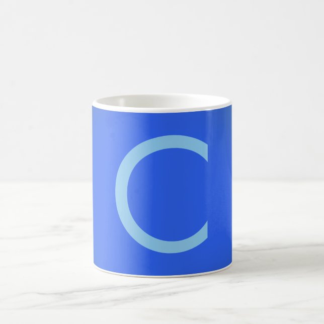 Caneca De Café Minimalista Elegante Profissional Monogramada Azul (Centro)