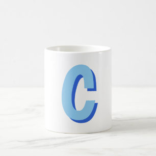 Caneca De Café Minimalista Elegante Profissional Monogramada Azul