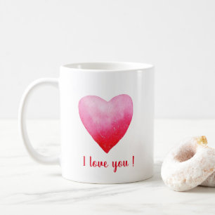Caneca De Café Minimalista eu te amo o coração vermelho