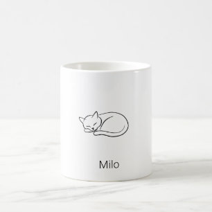 Caneca de Café Minimalista Gato Adormecido Persona