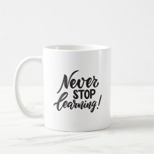 Caneca De Café Minimalista Inspirado Nunca Pare de Aprender Elega