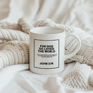 Caneca De Café Minimalista John 3:16 Bíblia Verse Mug
