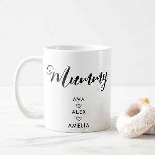 Caneca De Café Minimalista moderno com nomes Dia de as mães múmia