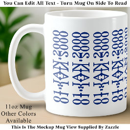 Caneca De Café Minimalista Moderno Data Mensagem Oculta Azul Pers