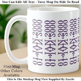 Caneca De Café Minimalista Moderno Data Mensagem Oculta Lilás Per
