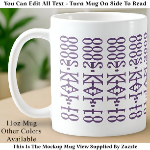 Caneca De Café Minimalista Moderno Data Mensagem Oculta Lilás Per
