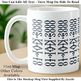 Caneca De Café Minimalista Moderno Data Mensagem Oculta Personali